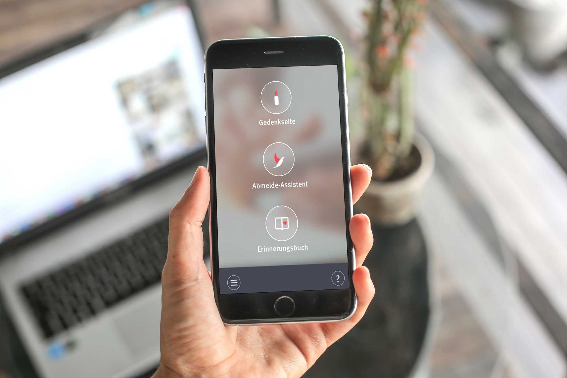 Gedenkportal Übersicht auf einem Smartphone