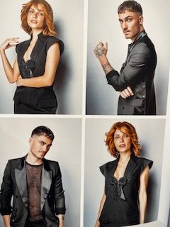 Homme et femme avec coupe de cheveux déstructurée