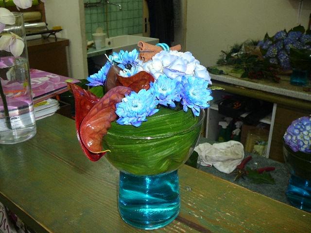 composition dans vase en verre