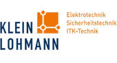 Klein Lohmann logo with blue and orange text and electrical icon; Elektrotechnik, Sicherheitstechnik, ITK-Technik