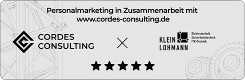 Banner der Partnerschaft zwischen Cordes Consulting und Klein Lohmann mit 5-Sterne-Bewertung.