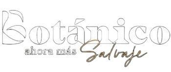 Botánico logo with the words “ahora más salvaje” in gray and gold script