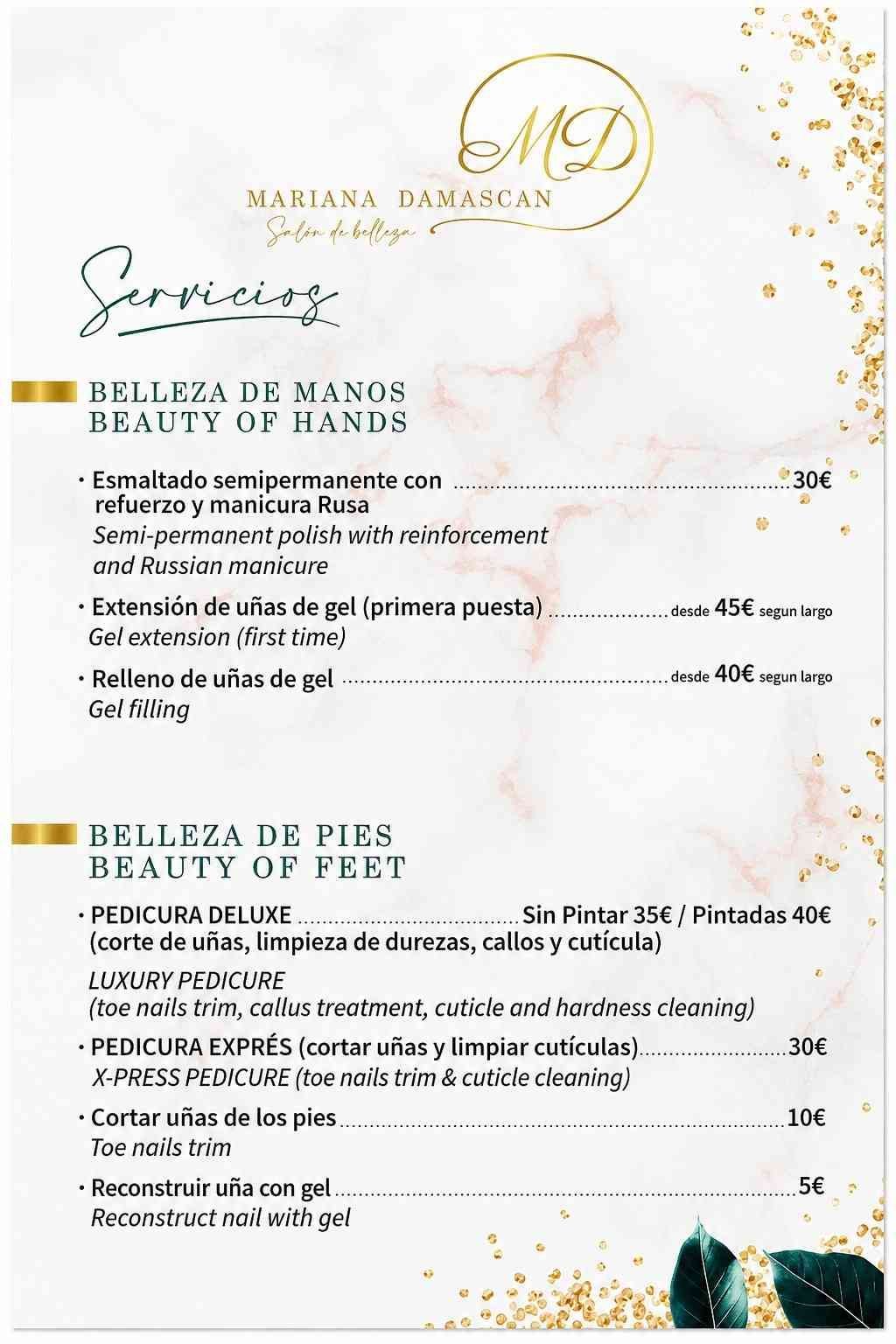 Elegante menú de belleza y spa en tonos beige con