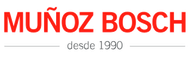 Logotipo con texto rojo “MUÑOZ BOSCH” sobre una línea con “desde 1990” en gris.