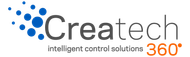 Logotipo de Createch con puntos azules y texto 