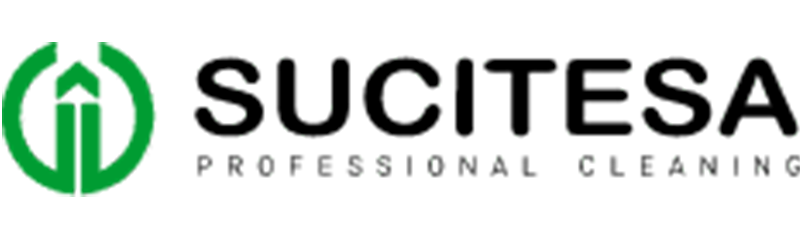 Logotipo para Sucitesa Limpieza Profesional, con gráfico circular verde y texto negro.