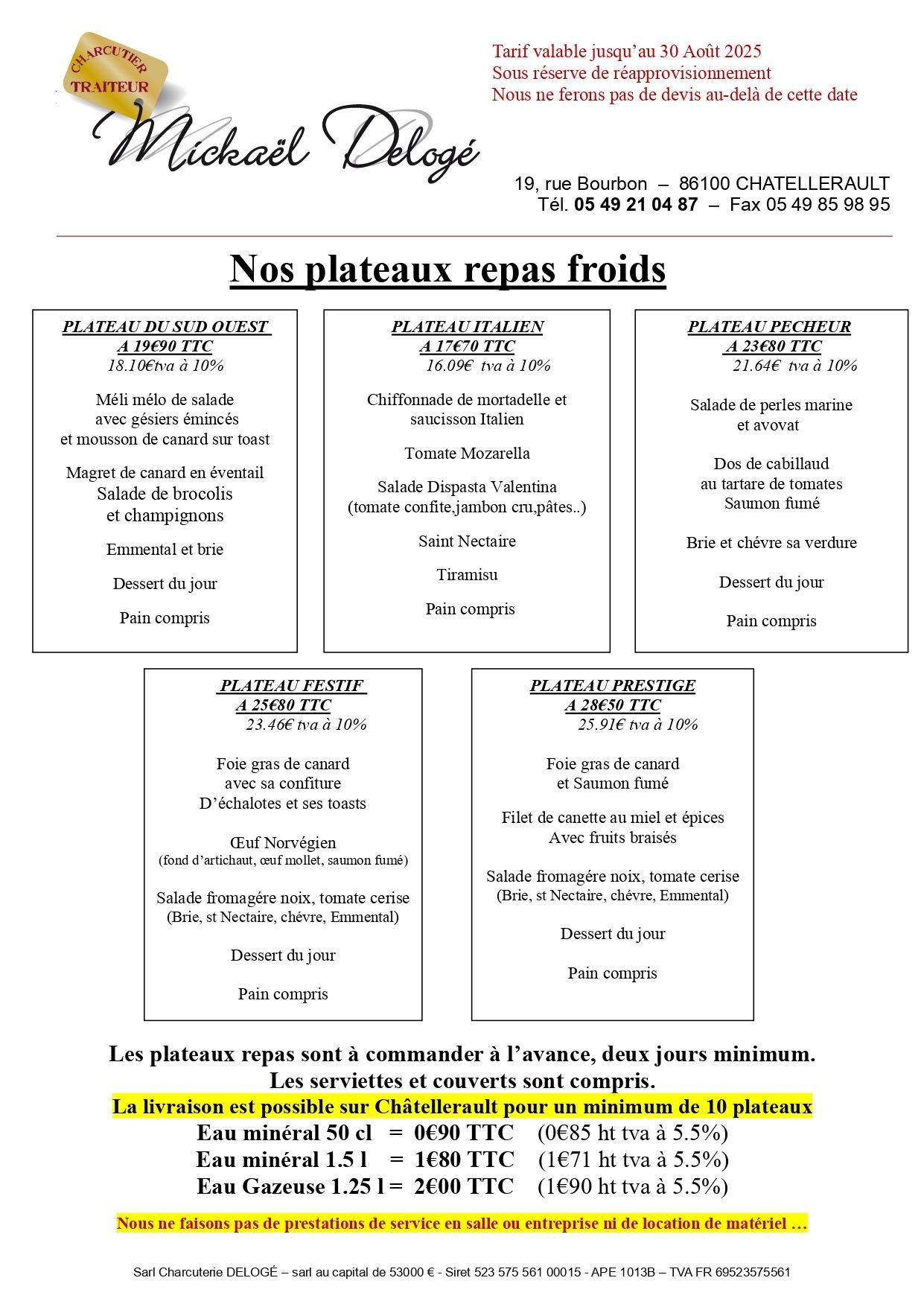 Carte avec les plateaux du sud-ouest, italien, pêcheur, festif et prestige