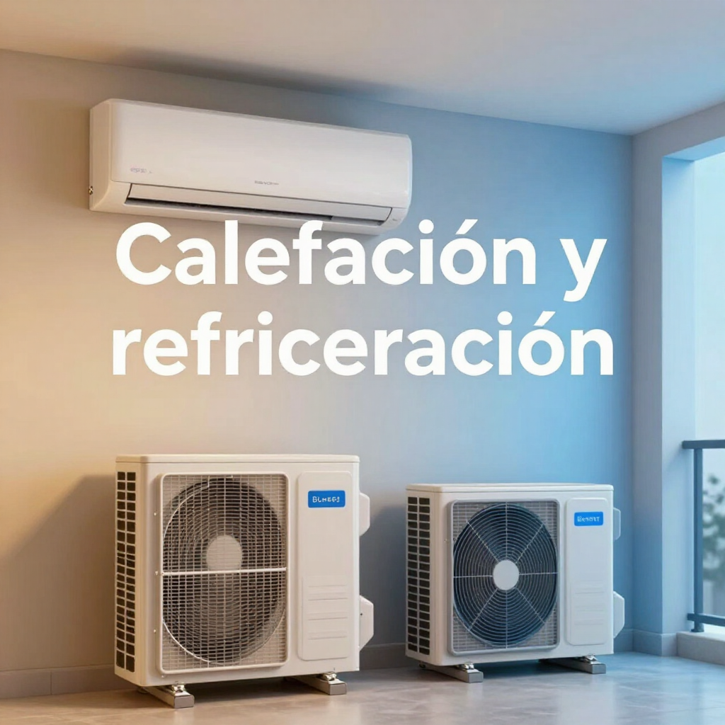 Aire acondicionado blanco montado en la pared sobre un termostato digital que marca 22 °C en una habitación luminosa.