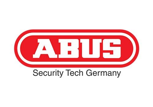 Das Logo von Abus Security Tech Germany ist rot und weiß auf weißem Hintergrund.