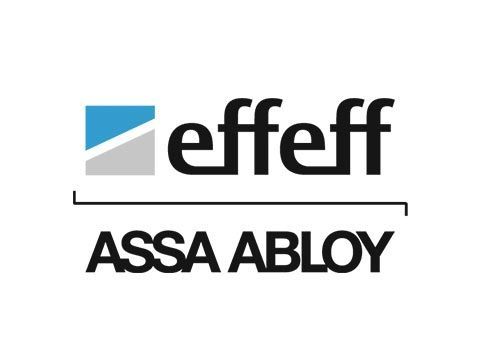 Ein Logo für Effeff Assa Abloy auf weißem Hintergrund.