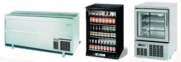 Se muestran tres tipos diferentes de refrigeradores sobre un fondo blanco.