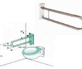 Un dibujo de un inodoro y un pasamanos.