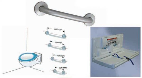 Una imagen de un inodoro y una imagen de un cambiador.