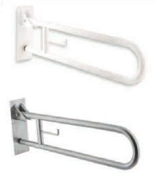 Un mango blanco y otro de acero inoxidable sobre un fondo blanco.