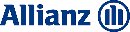 Das blaue Allianz-Logo besteht aus dem Markennamen „Allianz“ neben einem Kreis mit drei vertikalen Säulen.