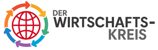 Logo für Der Wirtschaftskreis mit einem farbenfrohen Globus-Symbol und fettem grauen Text