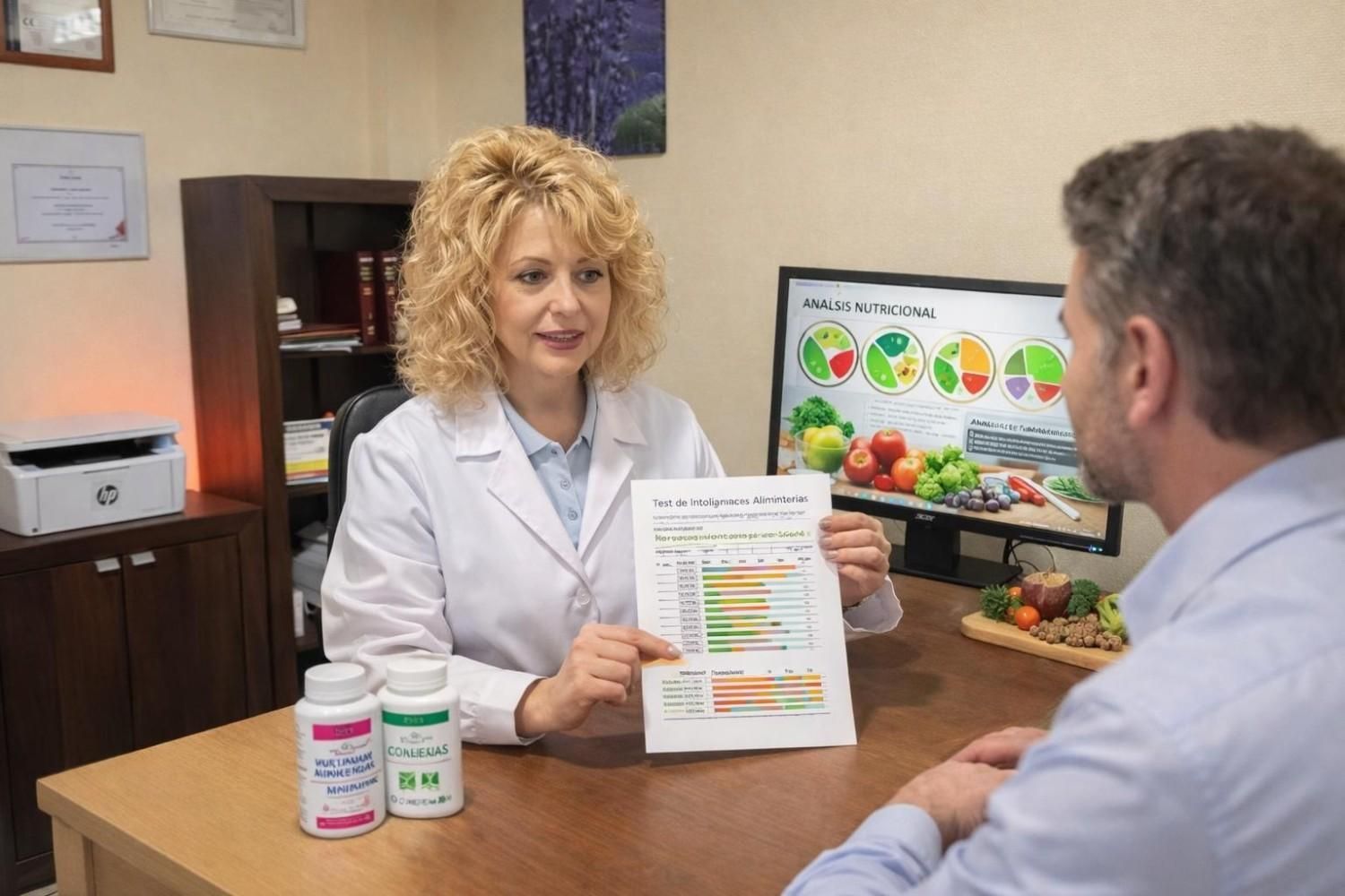 Estantes de una tienda de alimentos naturales repletos de productos. Los carteles indican.