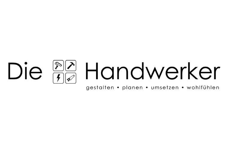 Ein schwarz-weißes Logo für eine Firma namens „Die Handwerker“