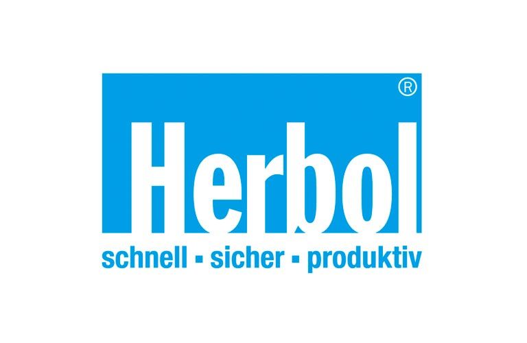 Ein blau-weißes Herbol-Logo auf weißem Hintergrund