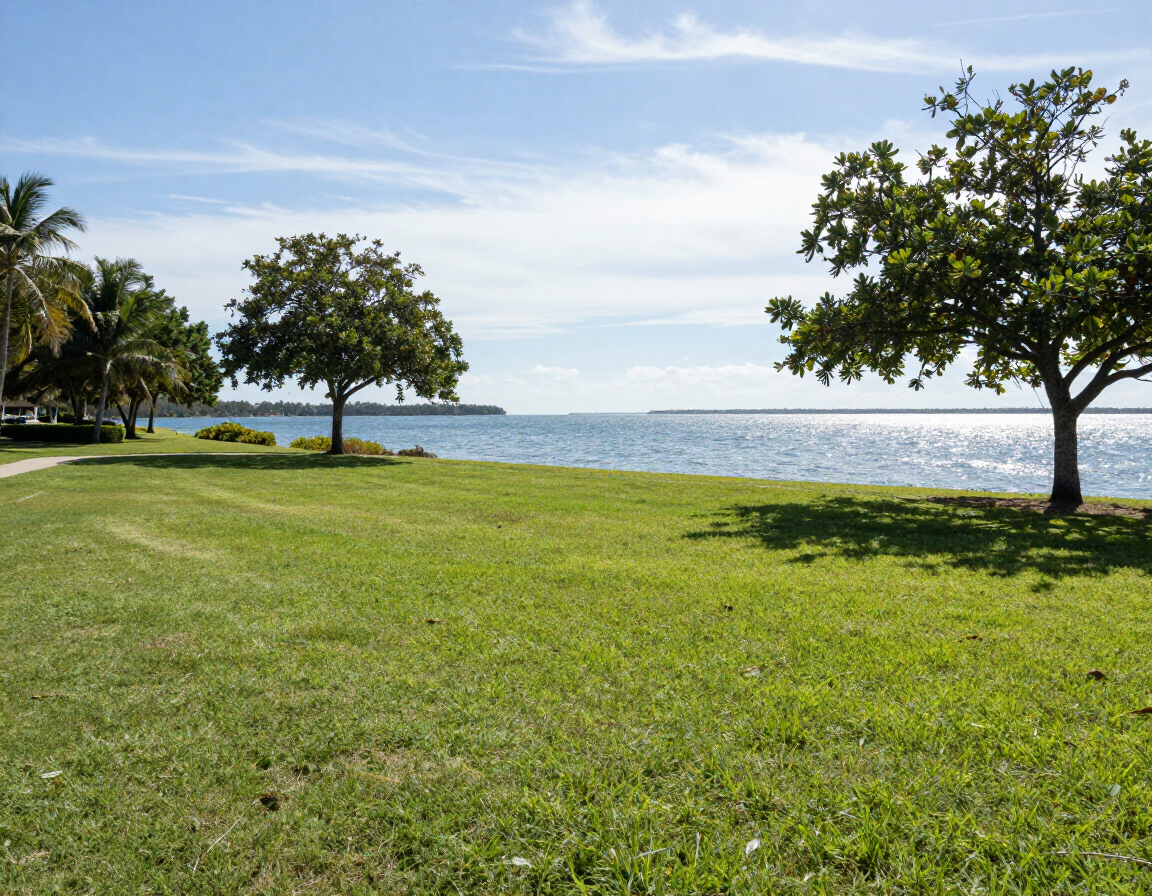 Bayfront Park lawns meeting the bay