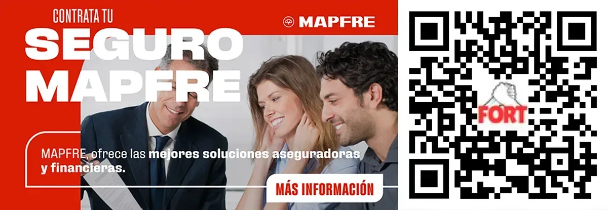 Una imagen de un hombre y una mujer junto a un código QR de Mapfre.