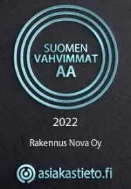 Suomen vahvimmat AA -merkki, vuosi 2022, Rakennus Nova Oy, asiakastieto.fi-logo