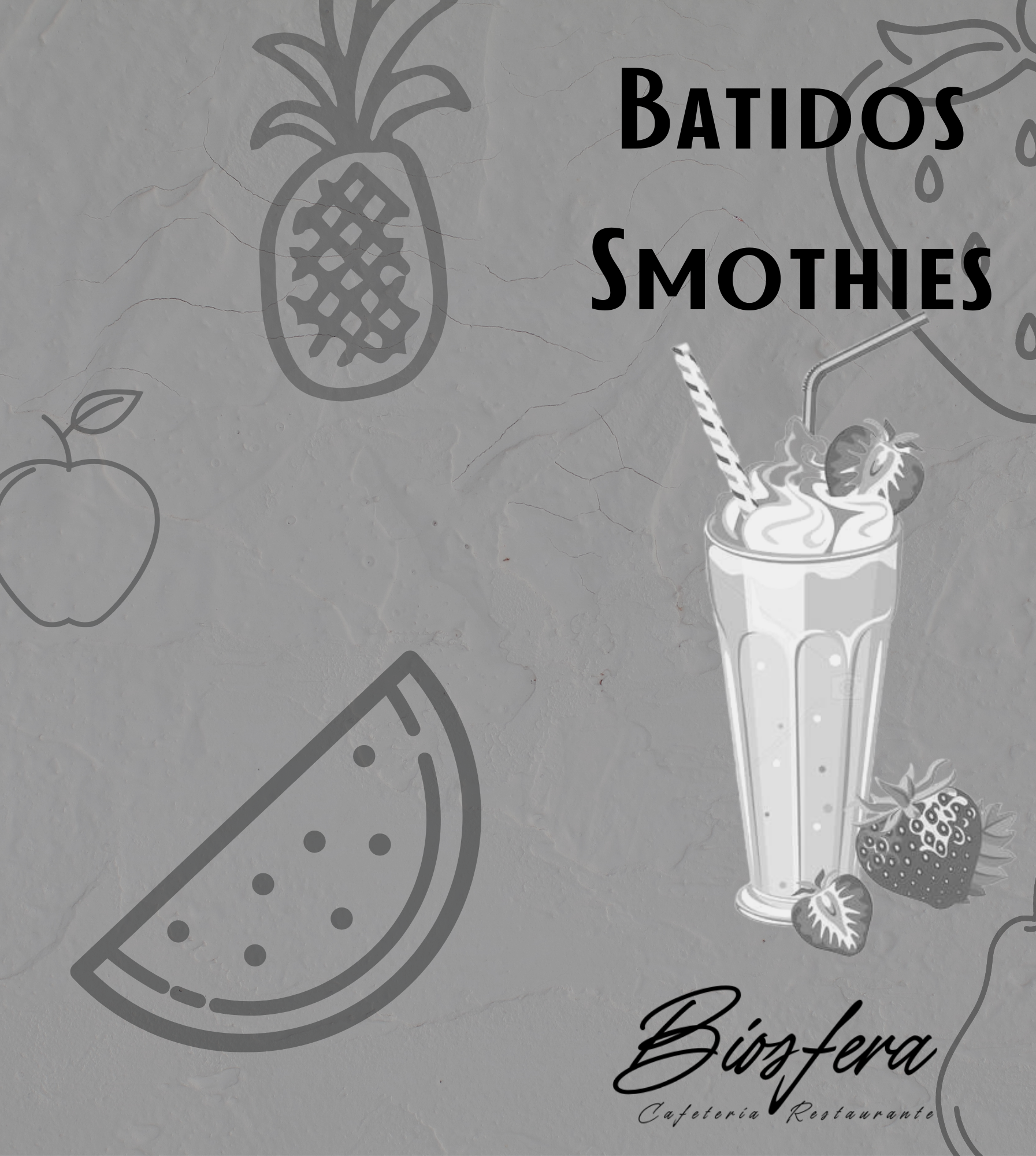 Un anuncio de batidos con fresas y sandía.