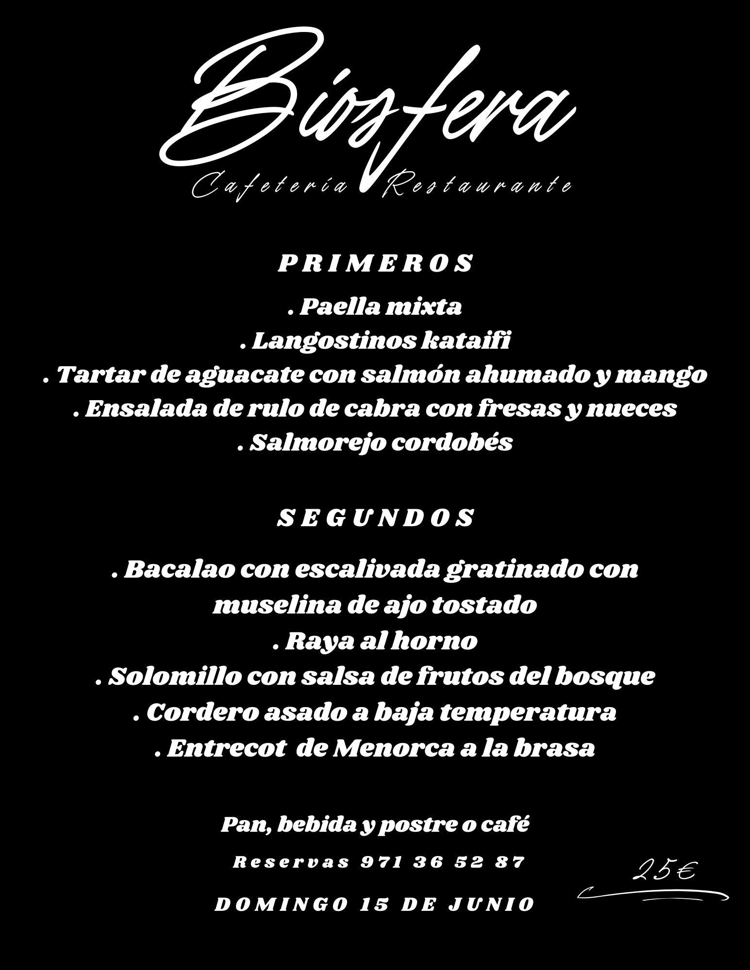 Un menú para un restaurante llamado bigfera