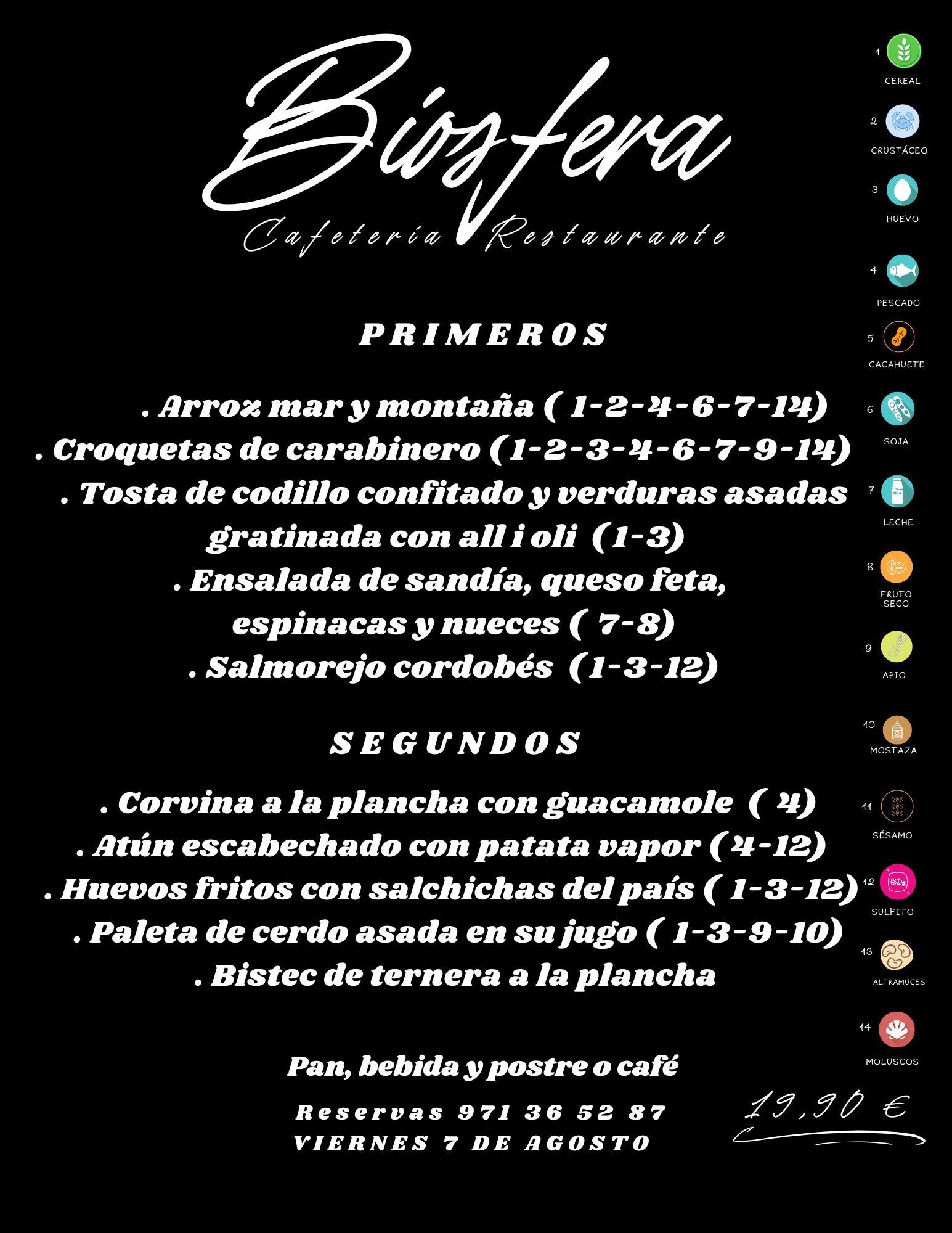Un menú para un restaurante llamado bigfera