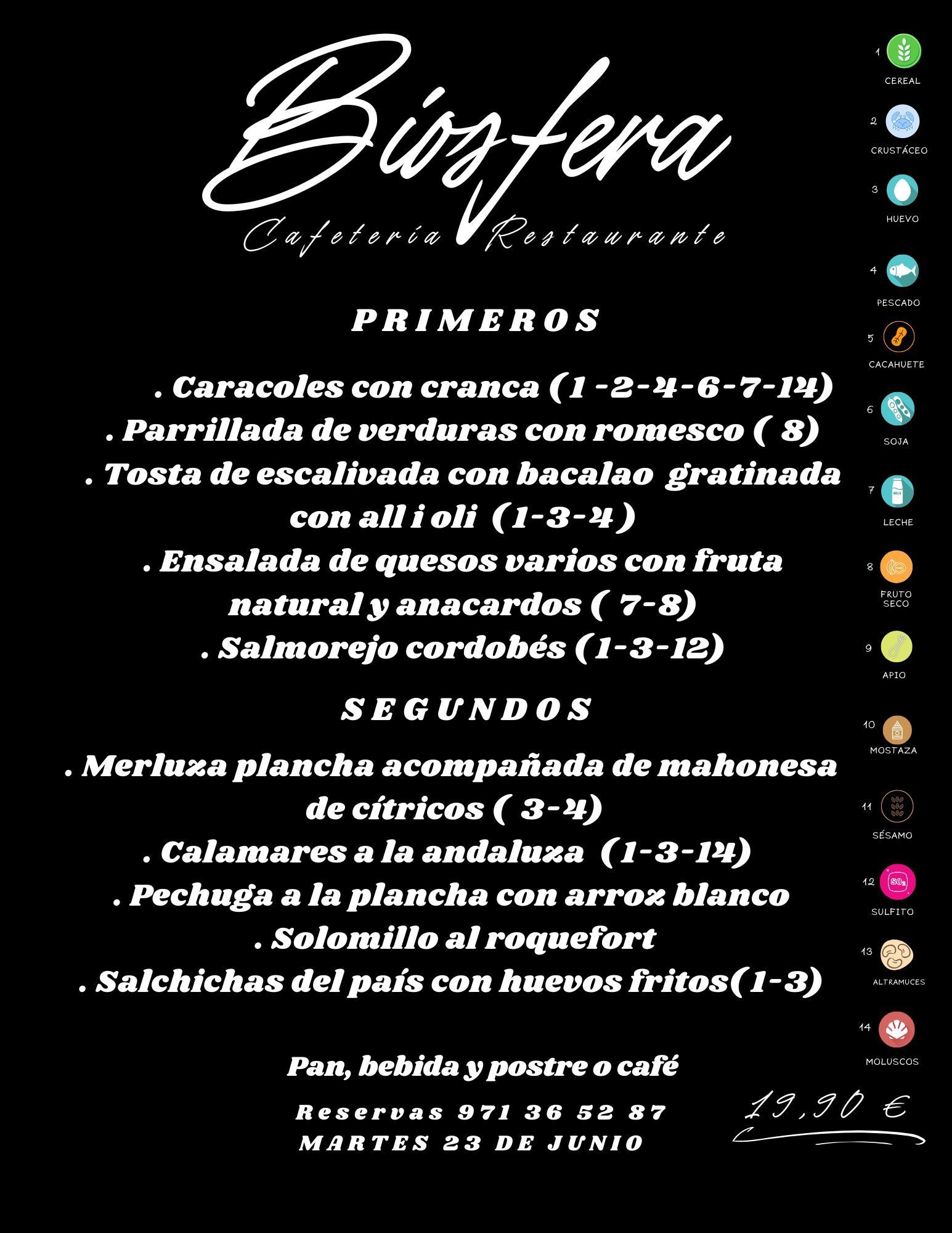 Un menú para un restaurante llamado bigfera