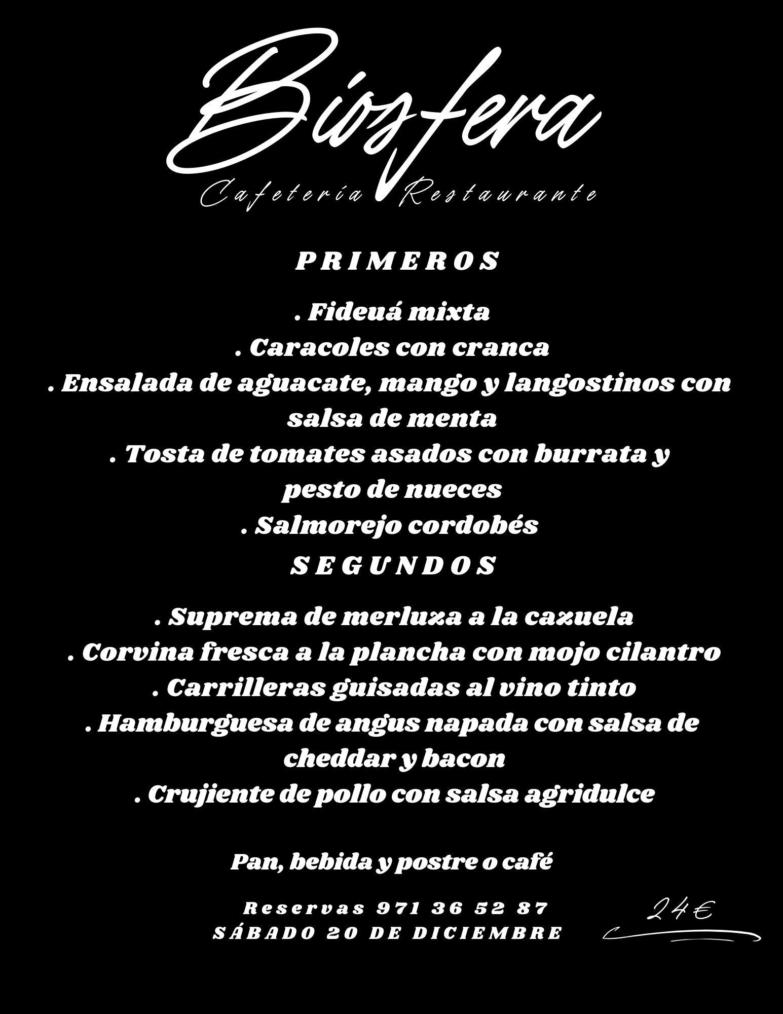 Un menú para un restaurante llamado bigfera