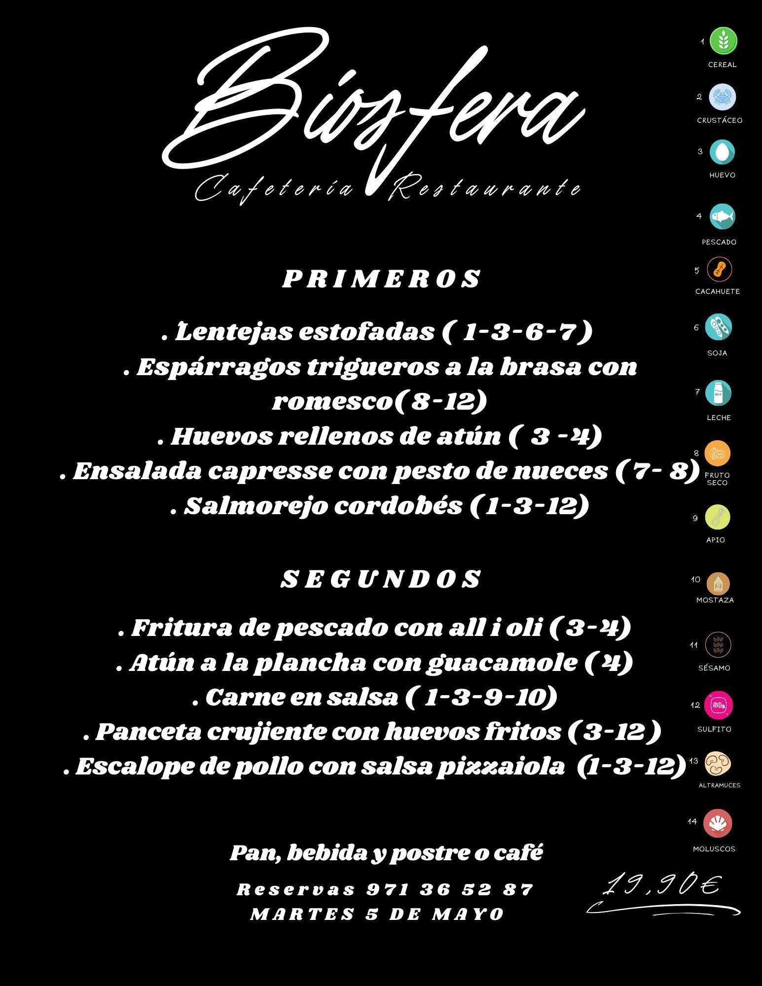 Un menú para un restaurante llamado bigfera