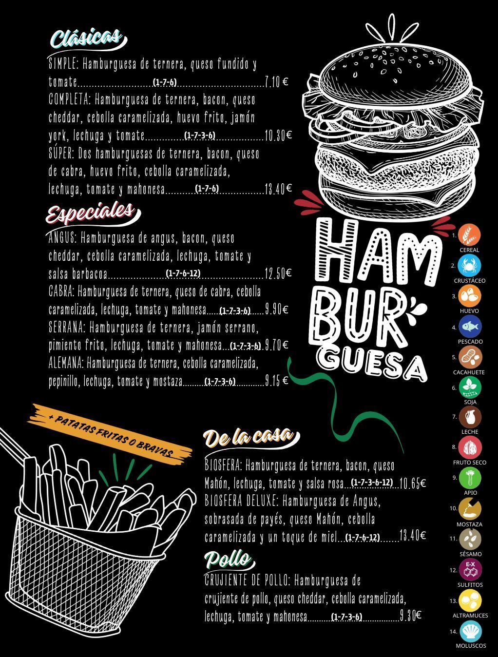 Un menú de pizzas con una lista de diferentes tipos de pizzas.
