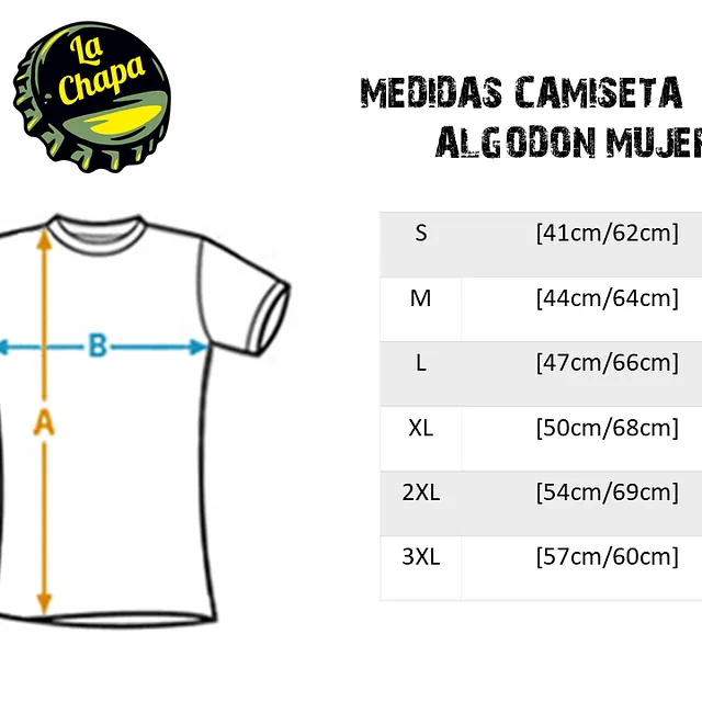 Un dibujo de una camiseta con medidas.