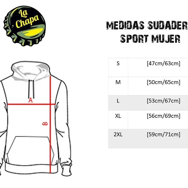 Un dibujo de una sudadera con capucha con medidas.