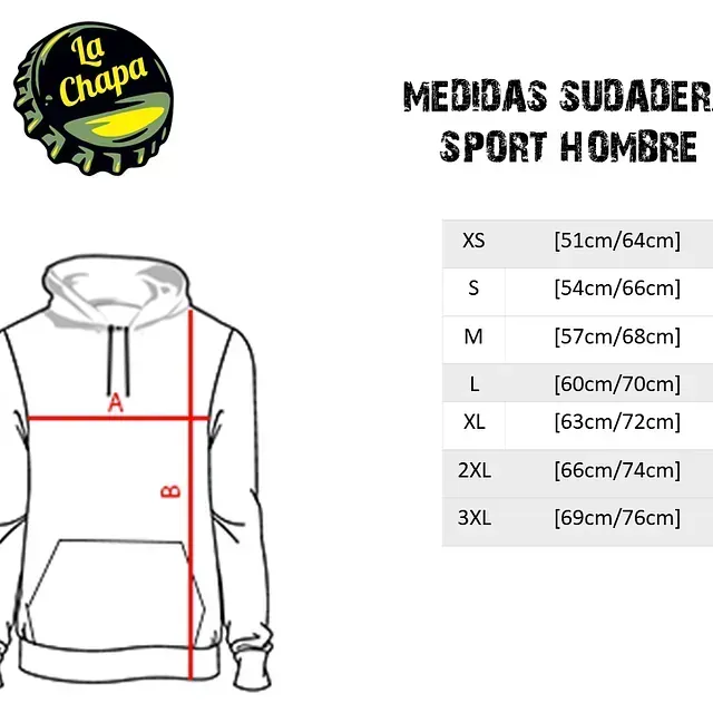 Un dibujo de una sudadera con capucha con medidas.