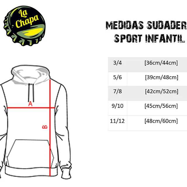 Un dibujo de una sudadera con capucha con medidas.