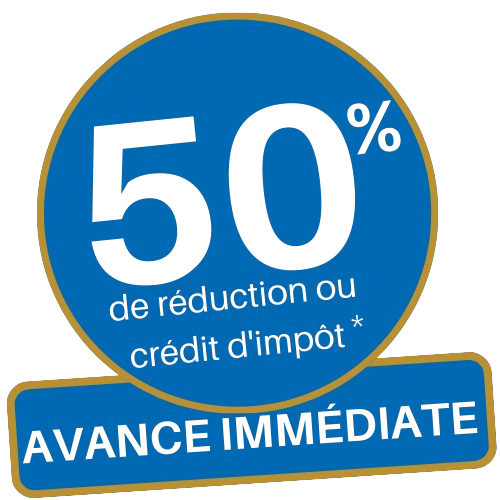 Logo 50% de réduction ou crédit d'impôt