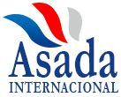 El logo de Asada Internacional es azul, rojo y blanco.