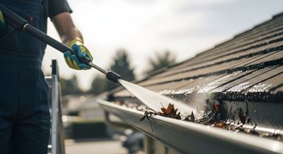 Ein Arbeiter installiert einen Rauchmelder an einer weissen Zimmerdecke