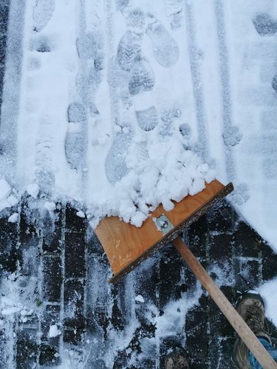 Ein Mann schneidet in einem Garten mit einer elektrischen Heckenschere eine hohe Hecke