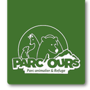 Logo vert pour le parc animalier et refuge Parc'Ours avec des icônes stylisées d'ours et de phoque