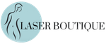 Ein Logo für eine Laserboutique mit der Zeichnung einer Frau in einem Kreis.