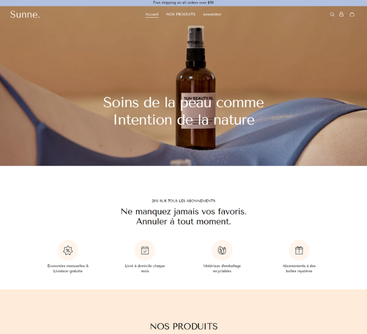 Website homepage with skincare product, woman, and text: 