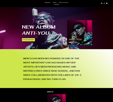 Pochette de l'album « Anti-You » de Merico. Artiste hip-hop de Chicago avec des dreadlocks et des lunettes de soleil.