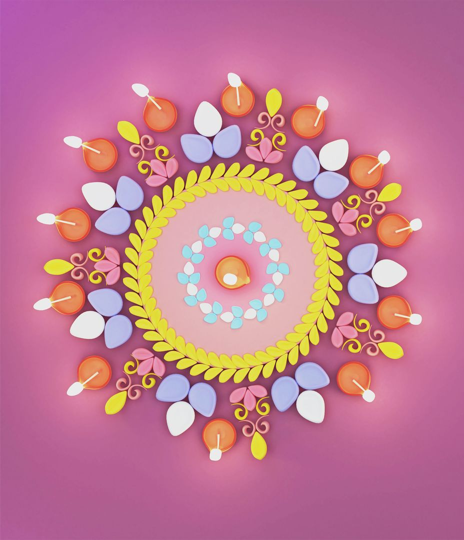 Mandala rose jaune et violet