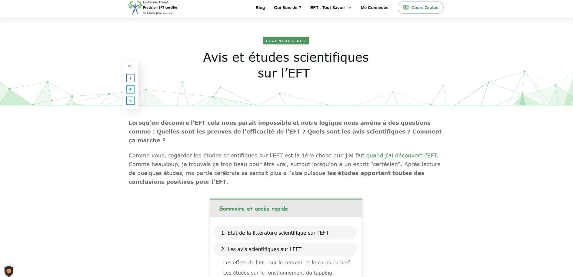 Études scientifique sur l'EFT