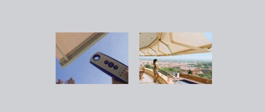 Diagrama de un toldo integrado con motor Somfy.