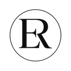 Logotipo en blanco y negro con las letras "E" y "R" con serifa combinadas dentro de un fino borde circular.