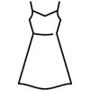 Un dibujo en blanco y negro de un vestido sobre un fondo blanco.